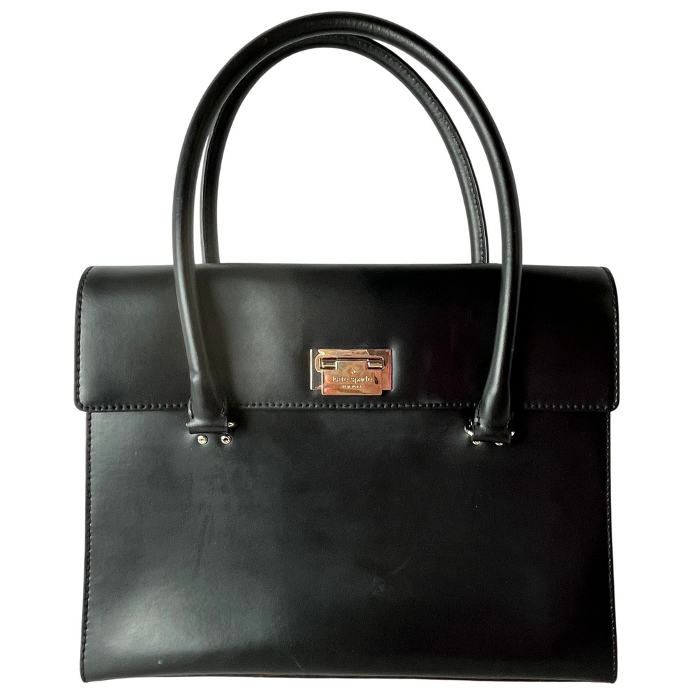 Kate Spade Harwood Place Sinclair Black Leather Satchel Work Tote Gold Lock